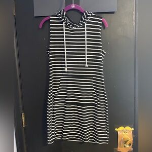 Striped Sleeveless Hoodie Dress